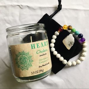 Chakra Bracelet Soy Candle and Quarts Crystal Set